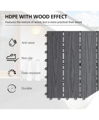 12" 11pc Wood-Plastic Composite Flooring Deck Interlocking Tiles