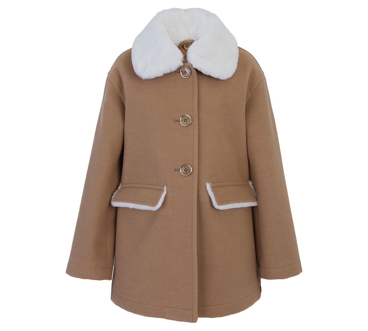 Michael Kors Kids' Toddler And Little Girls Faux Wool Hooded Collar Jacket In Brown