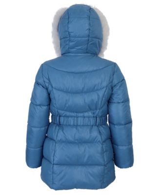 Big Girls Belted Stadium Puffer Jacket