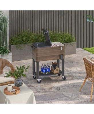 Patio Cooler Cart with Bottle Opener 60 Qt. Rolling Ice Chest