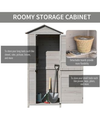 36" x 25" x 79" Wooden Outdoor Tool Cabinet with Tin Roof