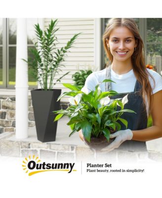 Outdoor Planters Set of 3 with Drainage Holes for Flowers and Plants