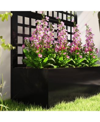 Metal Planter Box with Trellis, Drain Holes, 43"x16"x70",