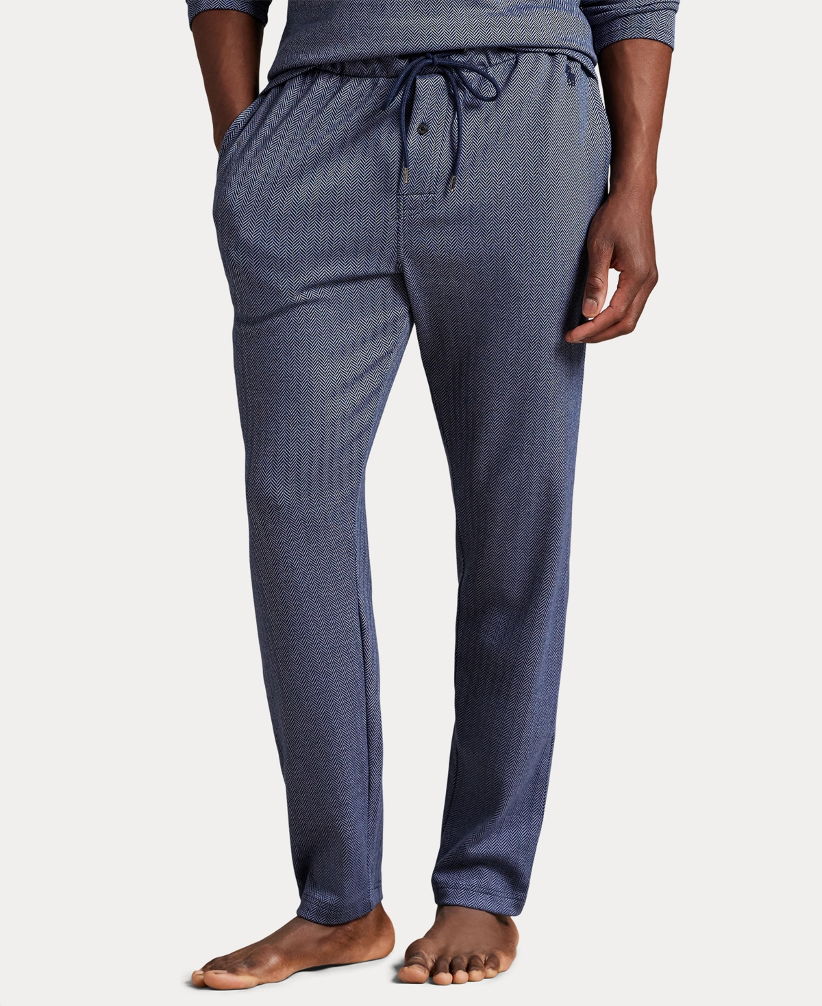 Polo Ralph Lauren Men's Herringbone Drawstring Pajama Pants In Blue