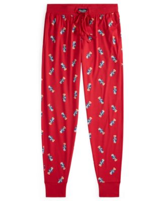 Men's Rib Waistband Knit Bear Pajama Jogger Pants