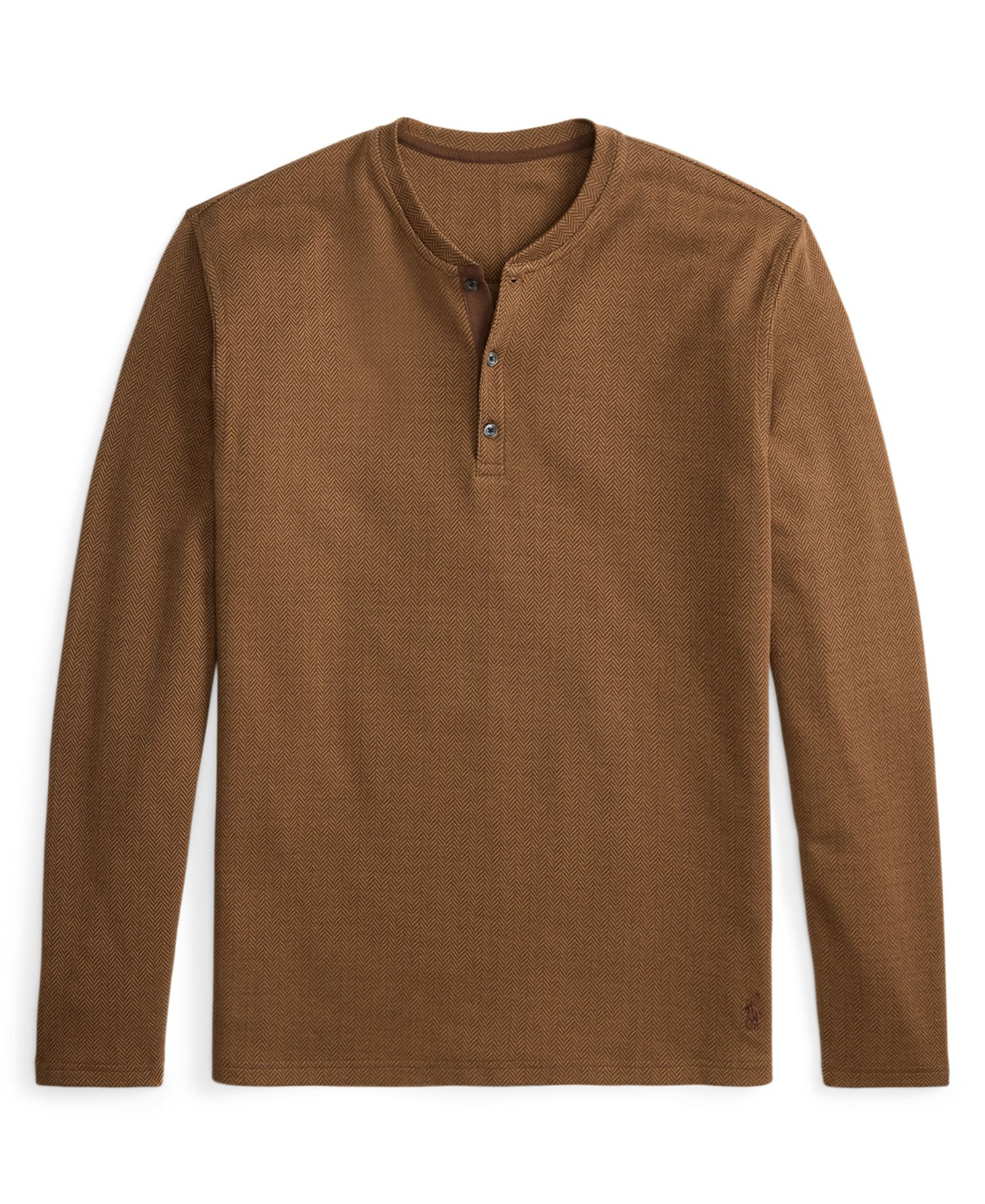 Мужская ночная рубашка Henley в елочку с длинным рукавом