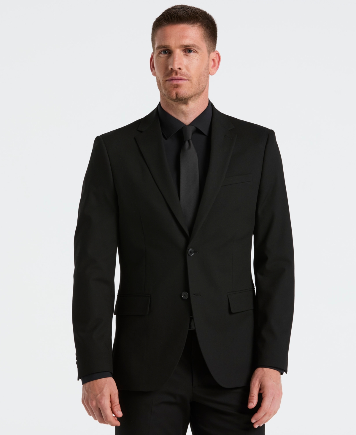 Perry Ellis Men's Dobby Louis Long Sleeve Slim Fit Suit Jacket In Black