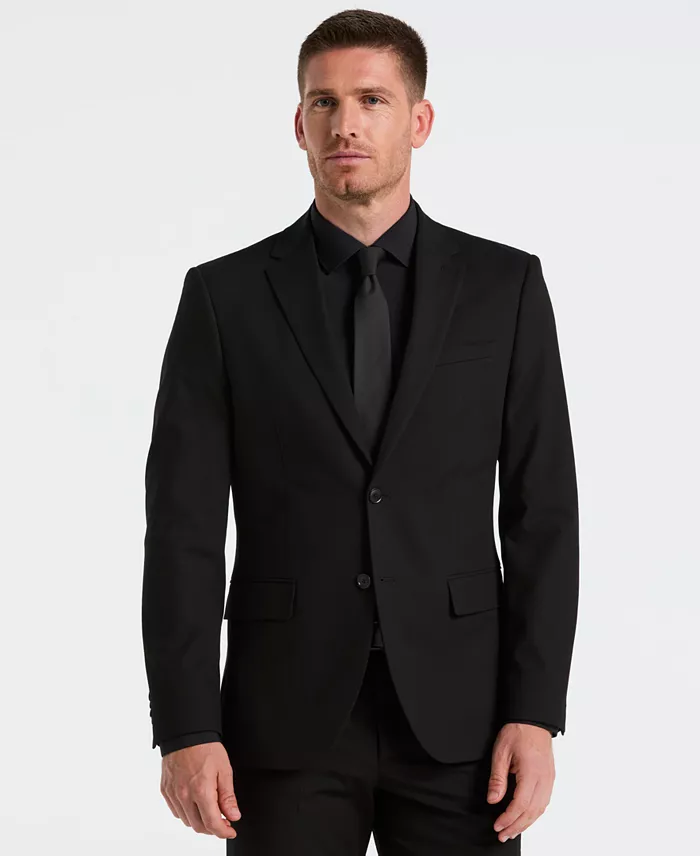 Men's Dobby Louis Long Sleeve Slim Fit Suit Jacket