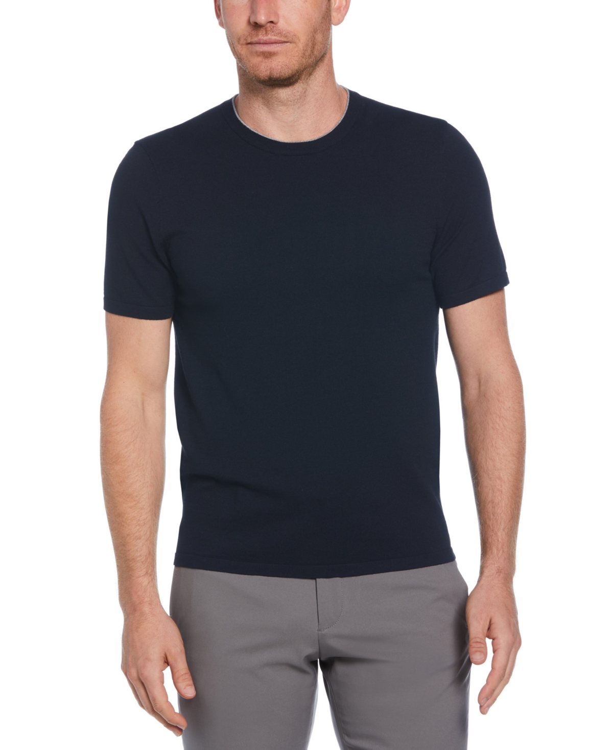 Perry Ellis Men's Short Sleeve Solid Crewneck Sweater In Blue