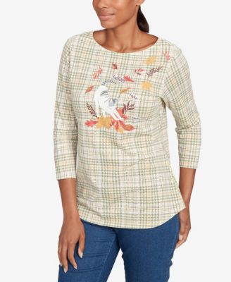 Petite Autumn Cat Houndstooth Top