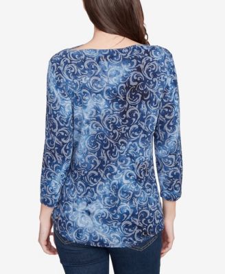 Petite Tie Dye Scroll Floral Hatchi Top