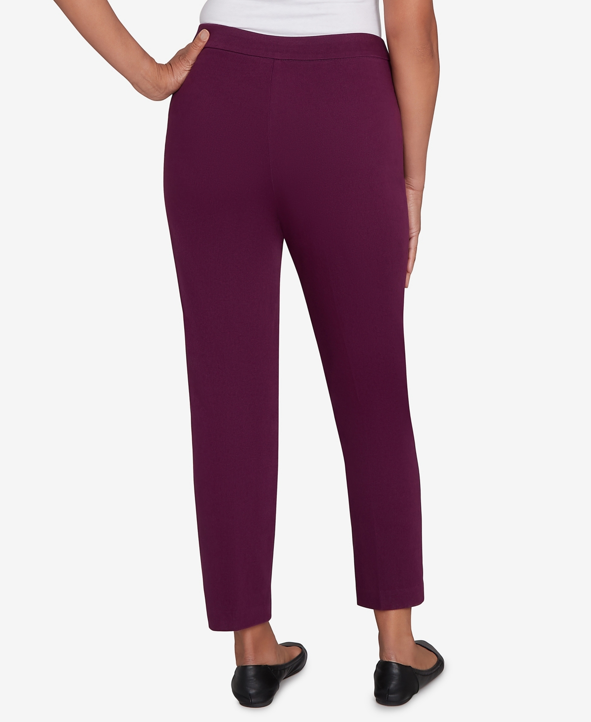 Alfred Dunner Petite Urban Legend Fitted Twill Medium Length Pants In Purple