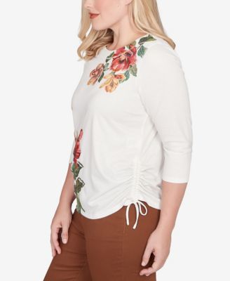Petite Mount Laurel Asymmetric Floral Side Tie Top