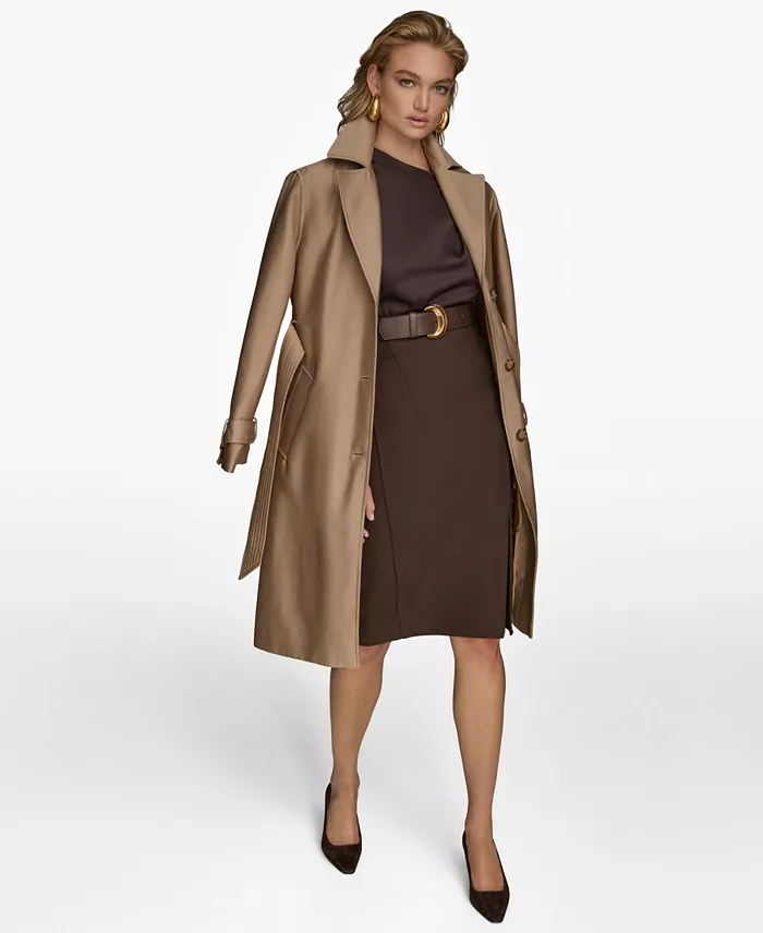 Women's Single-Breasted Belted Trench Coat - thumbnail 5