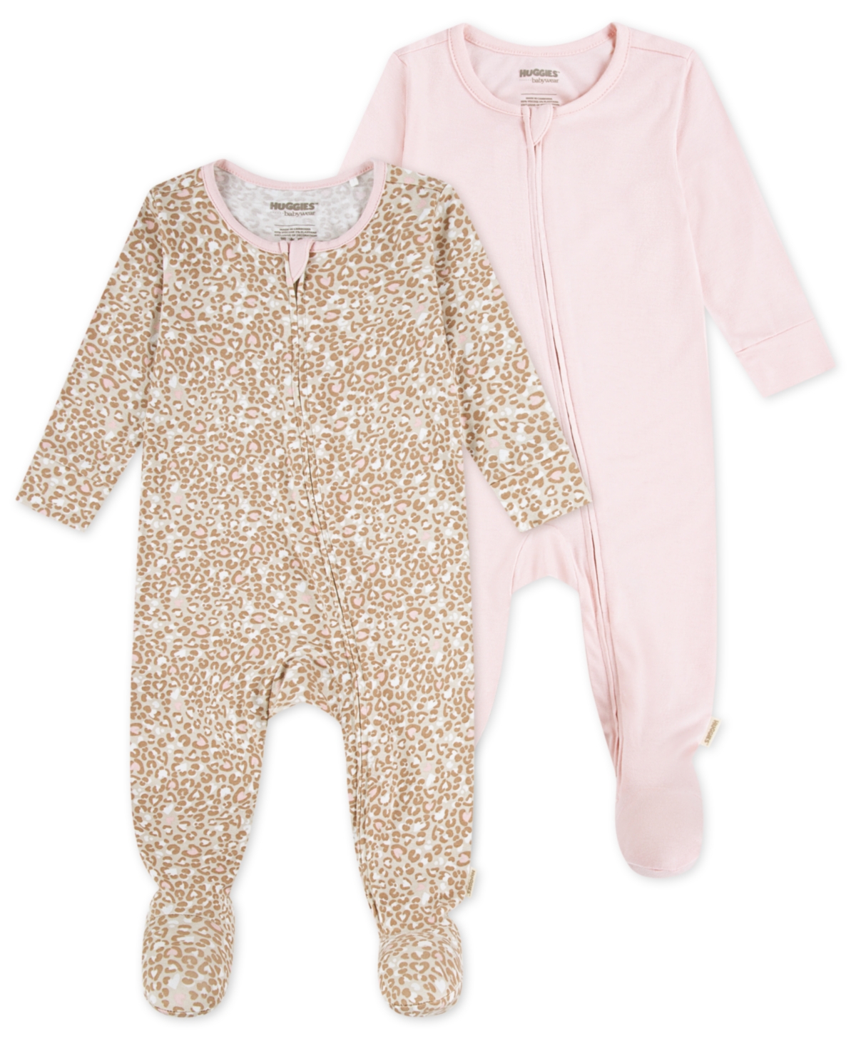 Huggies Baby Girls 2-pack Crewneck Coverall In Pink