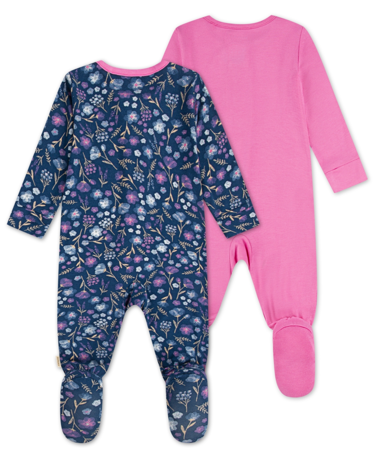 Huggies Baby Girls 2-pack Footed Crewneck Coverall In Pink