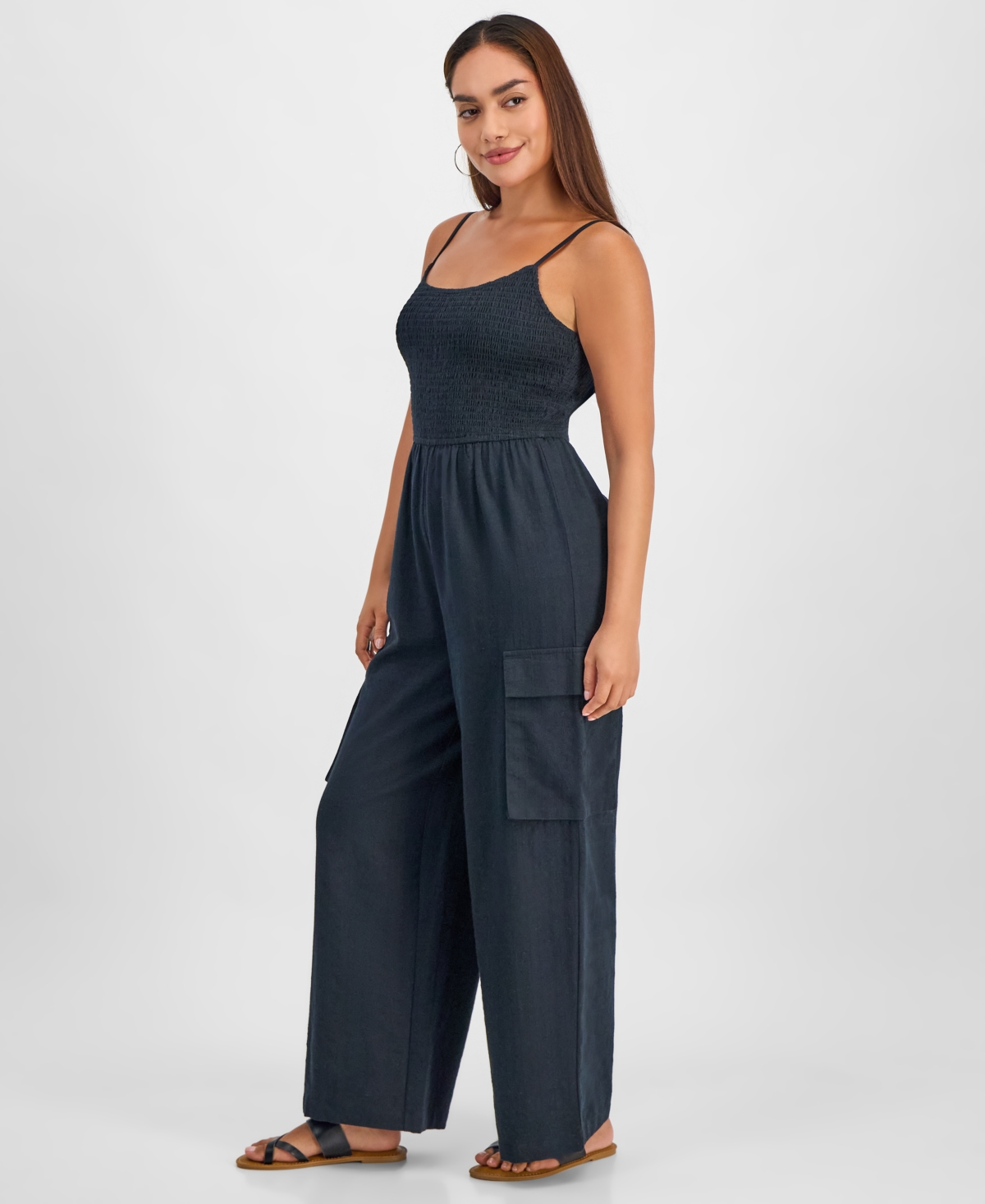 And Now This Petite Repeat Cargo-Pocket Jumpsuit, Exclusively at Macy's
