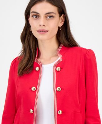 Women's Metallic-Trim Band-Collar Jacket