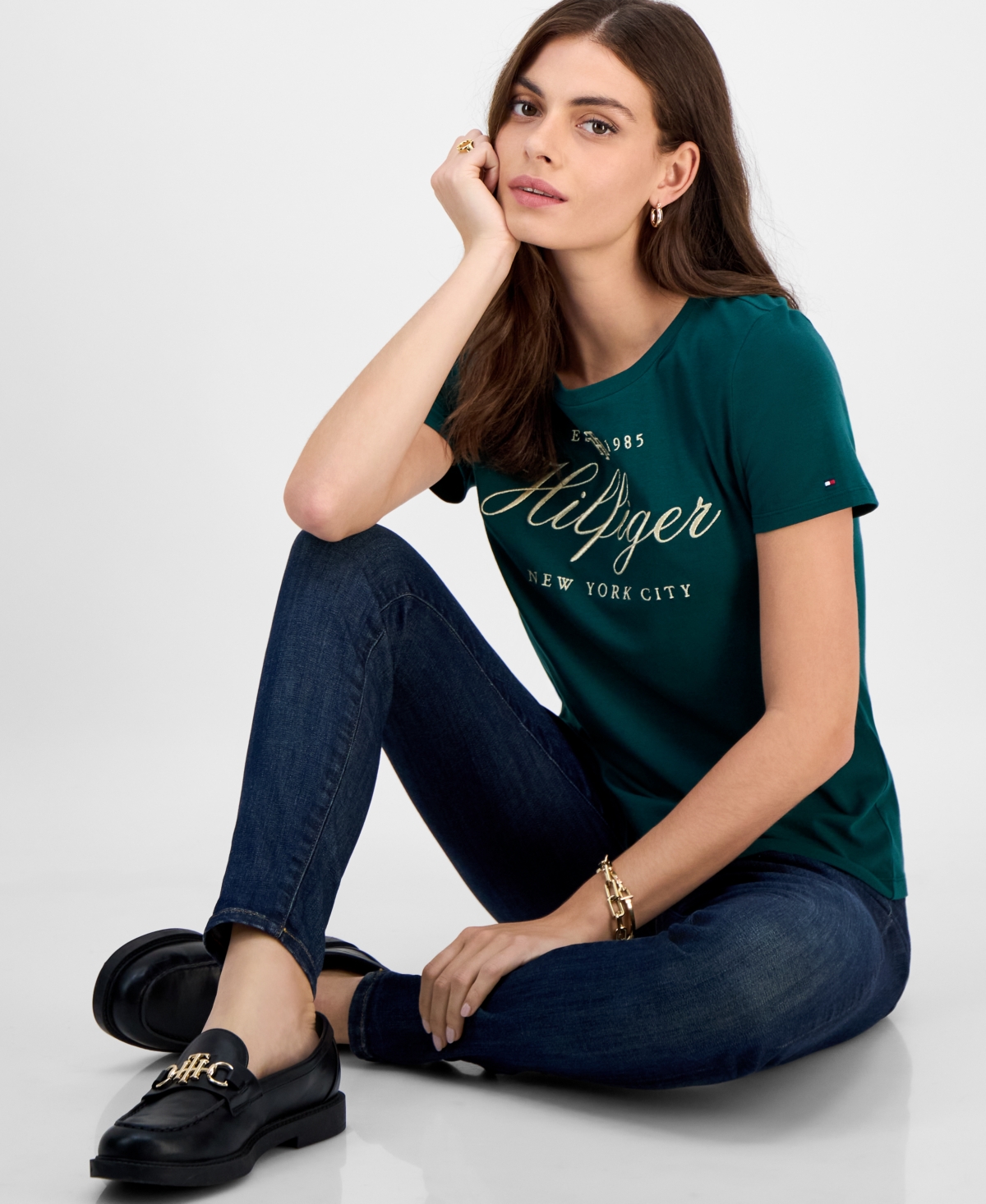 Tommy Hilfiger Women's Cotton-Blend Embroidered Logo T-Shirt