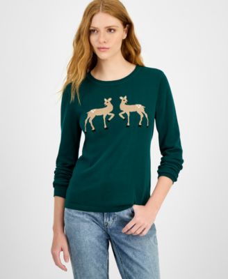 Nautica Jeans - Women's Cotton Deer-Graphic Sweater