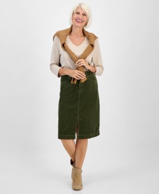 Petite Corduroy Midi Skirt, Macy's Exclusive