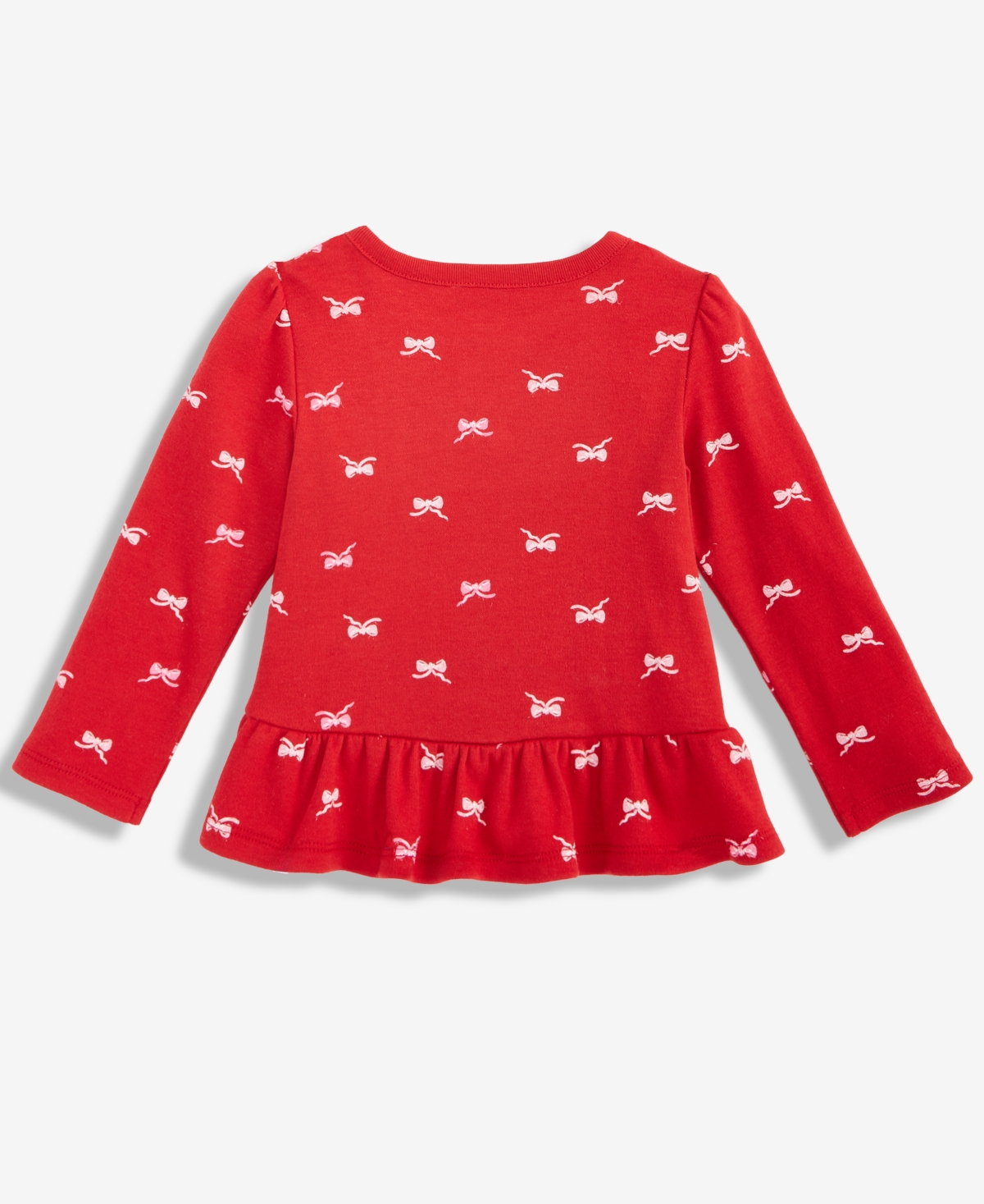 First Impressions Baby Girls Long-sleeve Fun Bows-print Jersey T-shirt, Macy's Exclusive In Red
