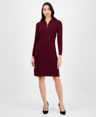 Robbie Bee - Women's Cable-Knit Long-Sleeve Sweater Dress