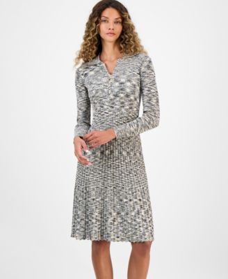 Women's Spread-Collar Long-Sleeve Dress