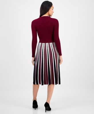 Women's Long Sleeve Ribbed Knit Sweater Dress