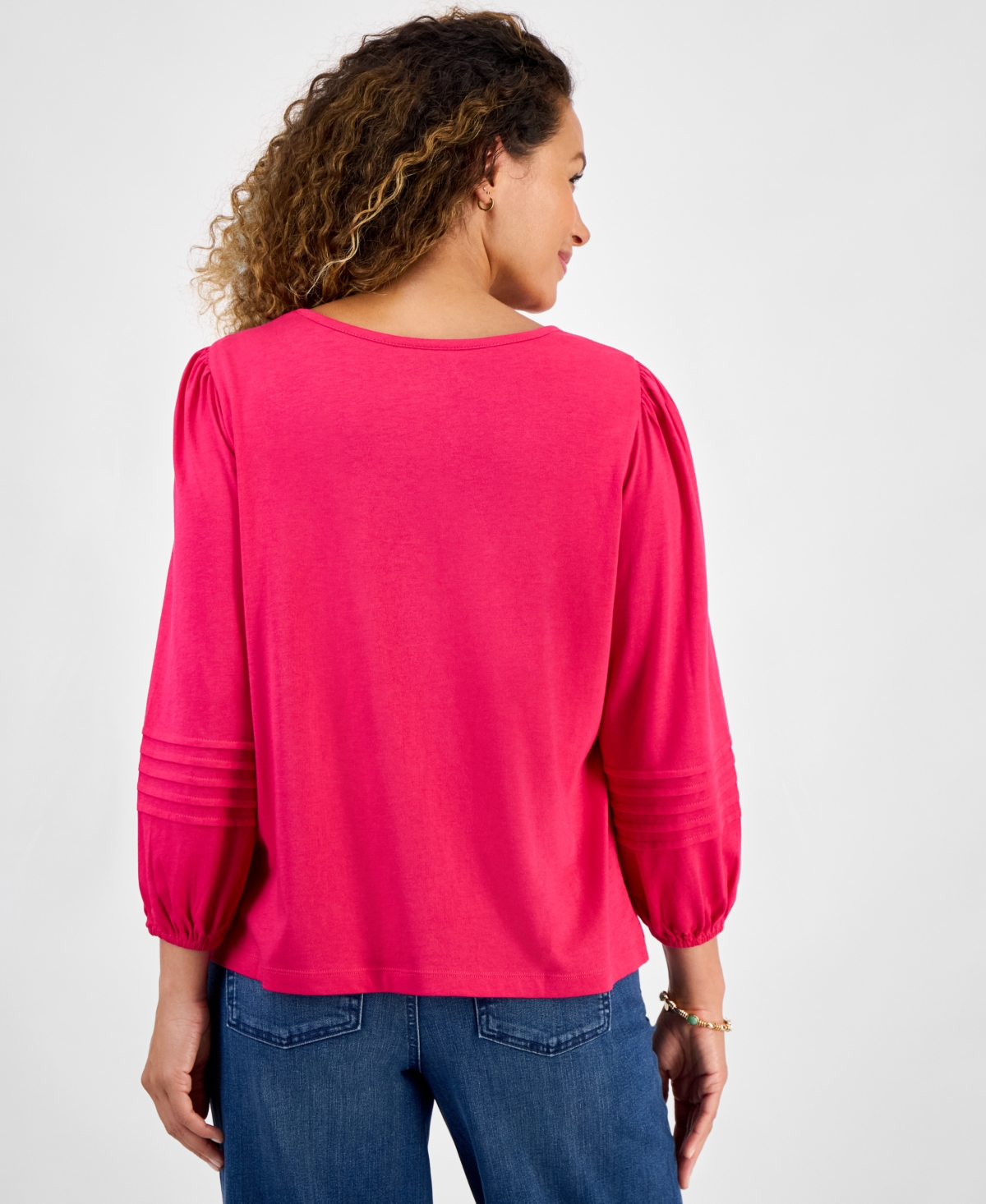 Style & Co Petite Broderie Anglaise Top, Macy's Exclusive In Pink