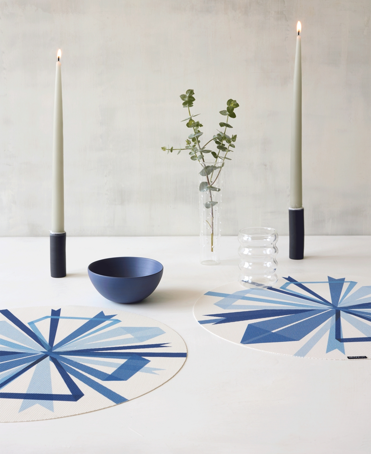 Chilewich Bow-print Round Placemat, 15" In Blue