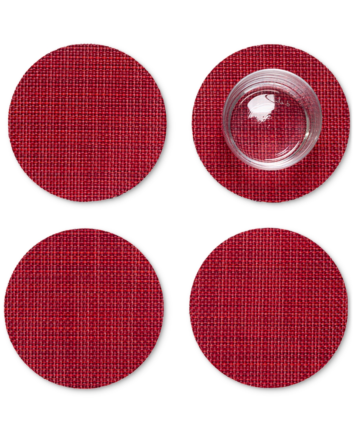 Chilewich Mini Basketweave Round Coasters, Set Of 4 In Red
