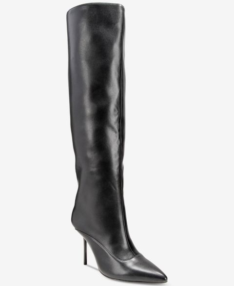 Женские ботинки AAJ By Aminah Isabella Tall Shaft Dress Boots, цвет: Чёрный кожаный