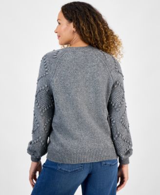 Petite Pom Pom Pattern Cardigan, Macy's Exclusive