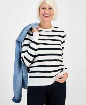 Petite Striped Relaxed Sweater, Macy's Exclusive
