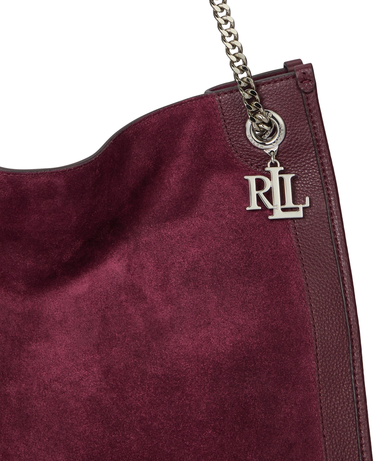 Ralph Lauren Bradley Large Suede Shopper Tote Bag In Burgundy