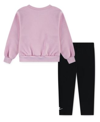 Toddler Girls 2-Piece Solid Crewneck Top and Leggings Set