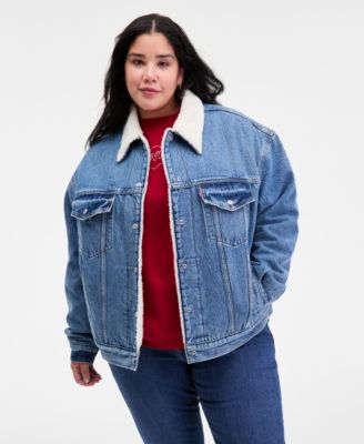Plus Size '90s Sherpa Cotton Long-Sleeve Trucker Jacket