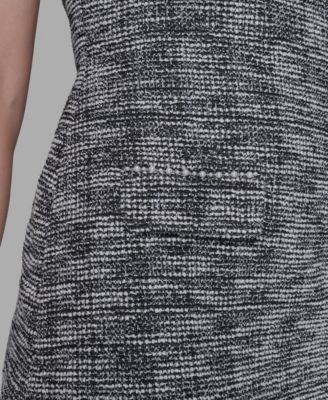 Women's Metallic Knit Tweed Sheath Mini Dress