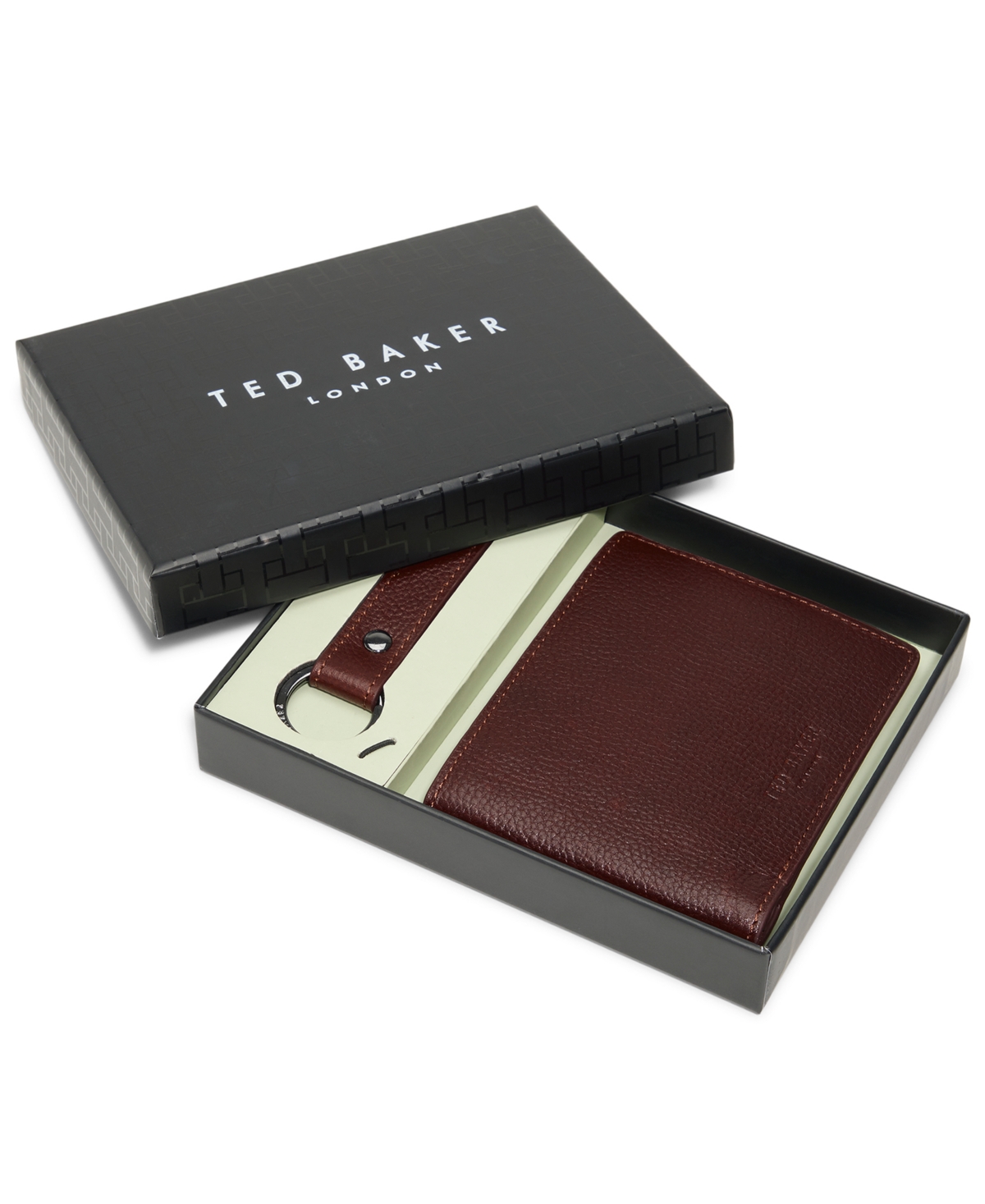 Ted Baker 2-piece Brockwell Bi-fold Wallet And Keychain Set In Brown