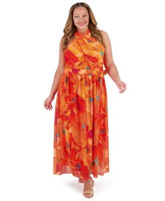 Plus Size Chiffon Printed Dress