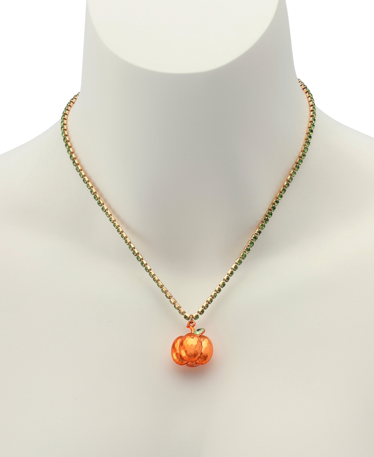 Betsey Johnson Faux Stone Pumpkin Pendant Tennis Necklace