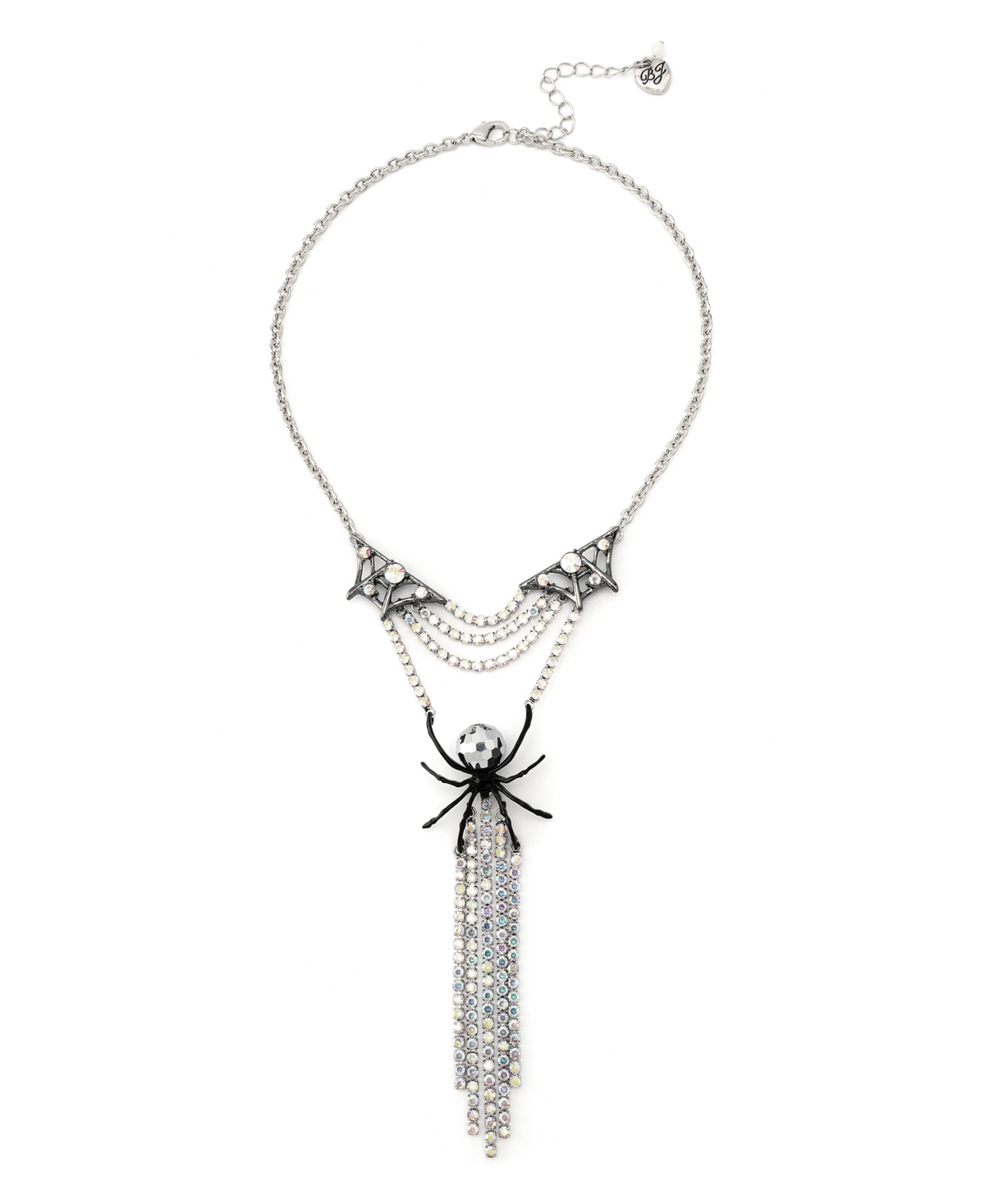 Betsey Johnson Faux Stone Disco Spider Fringe Y-necklace In Multi
