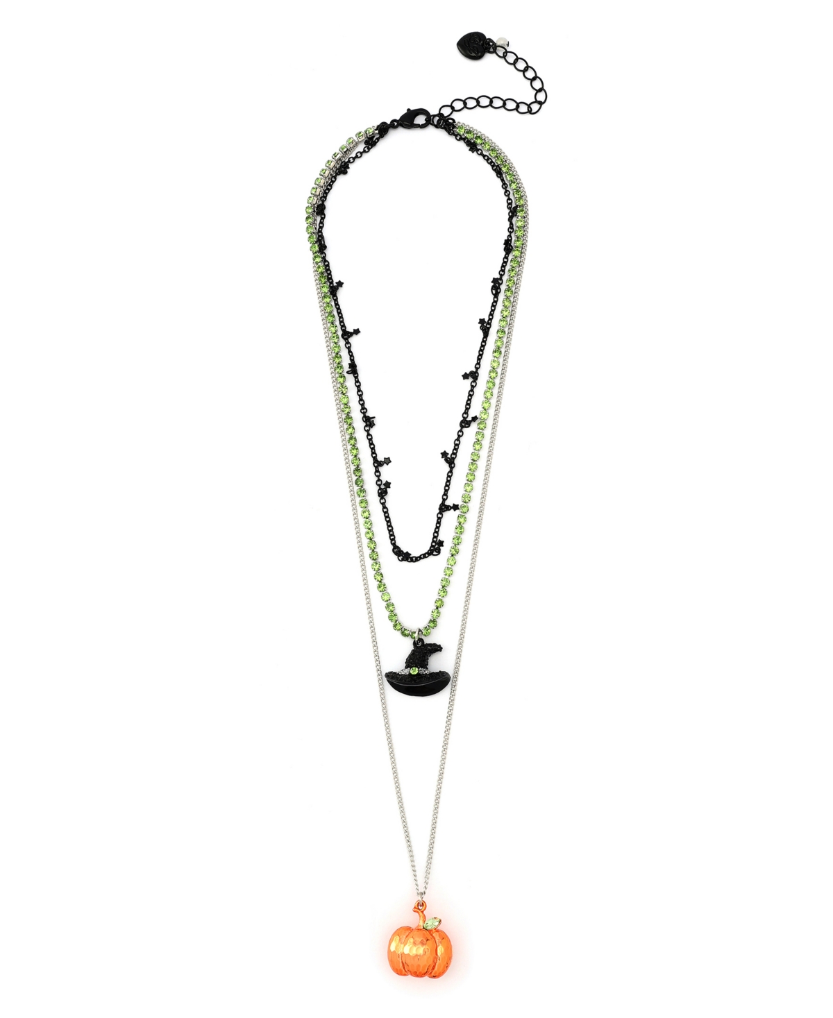 Betsey Johnson Faux Stone Witch Pumpkin Charm Layered Necklace