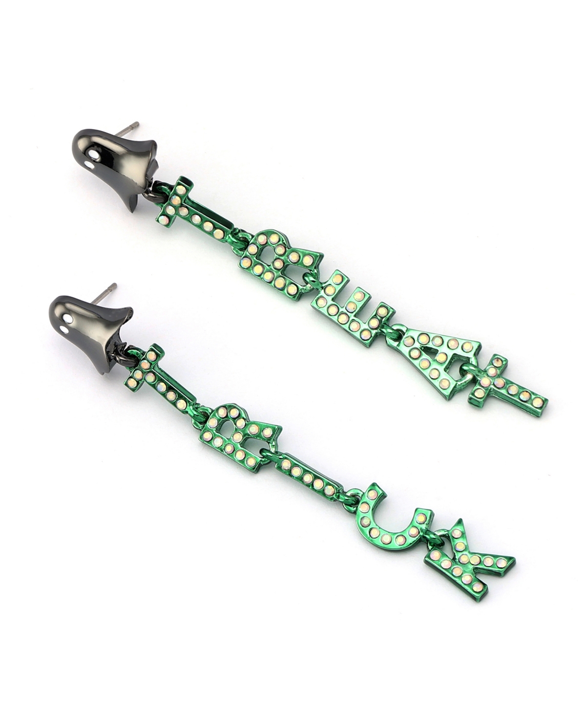 Betsey Johnson Faux Stone Halloween Ghost Trick Or Treat Linear Earrings