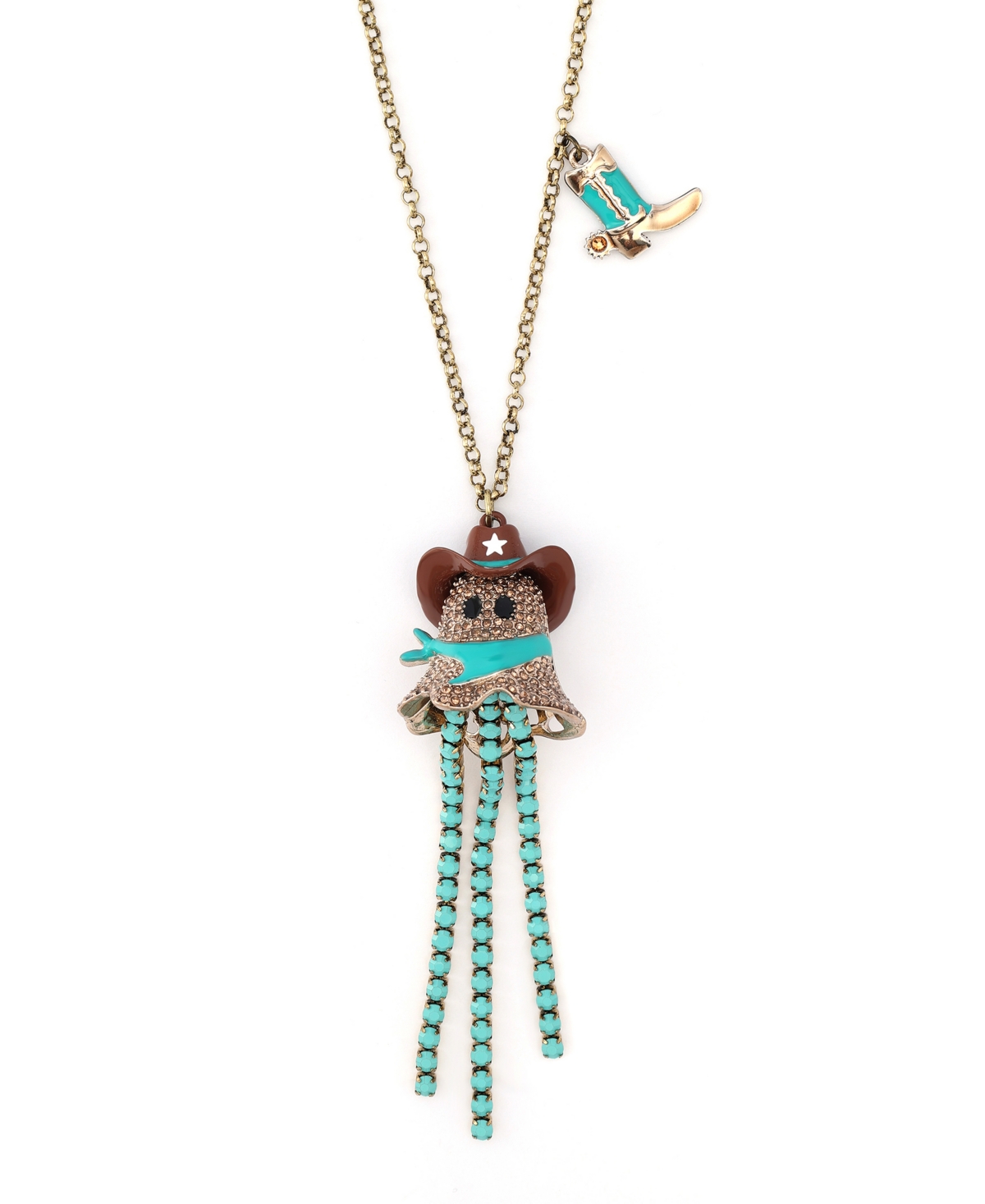 Betsey Johnson Faux Stone Cowboy Ghost Fringe Y-necklace