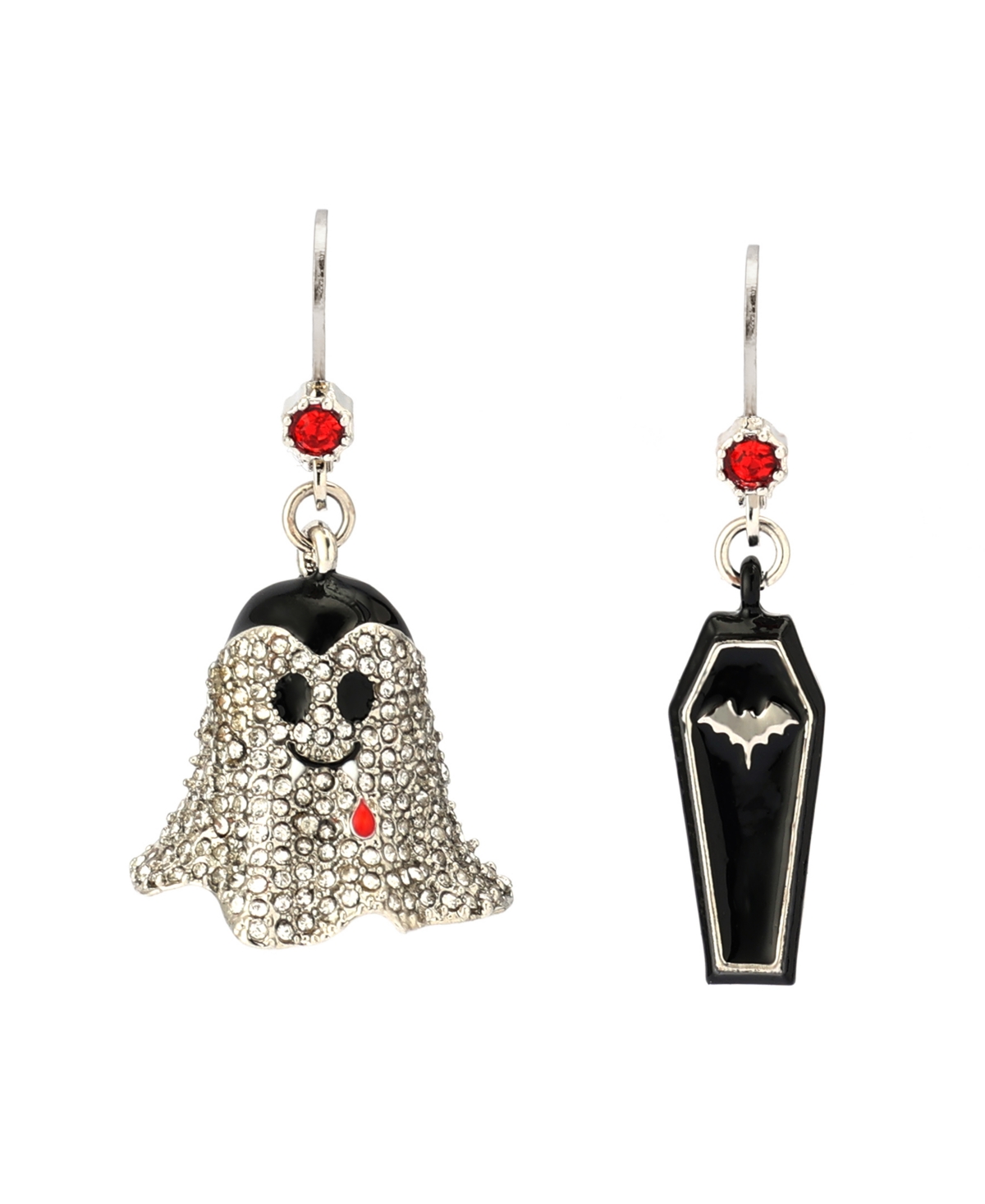 Betsey Johnson Faux Stone Halloween Vampire Coffin Mismatch Earrings In Multi