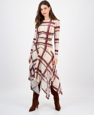 RACHEL Rachel Roy - Women's Jendice Mesh Plaid Print Midi Dress