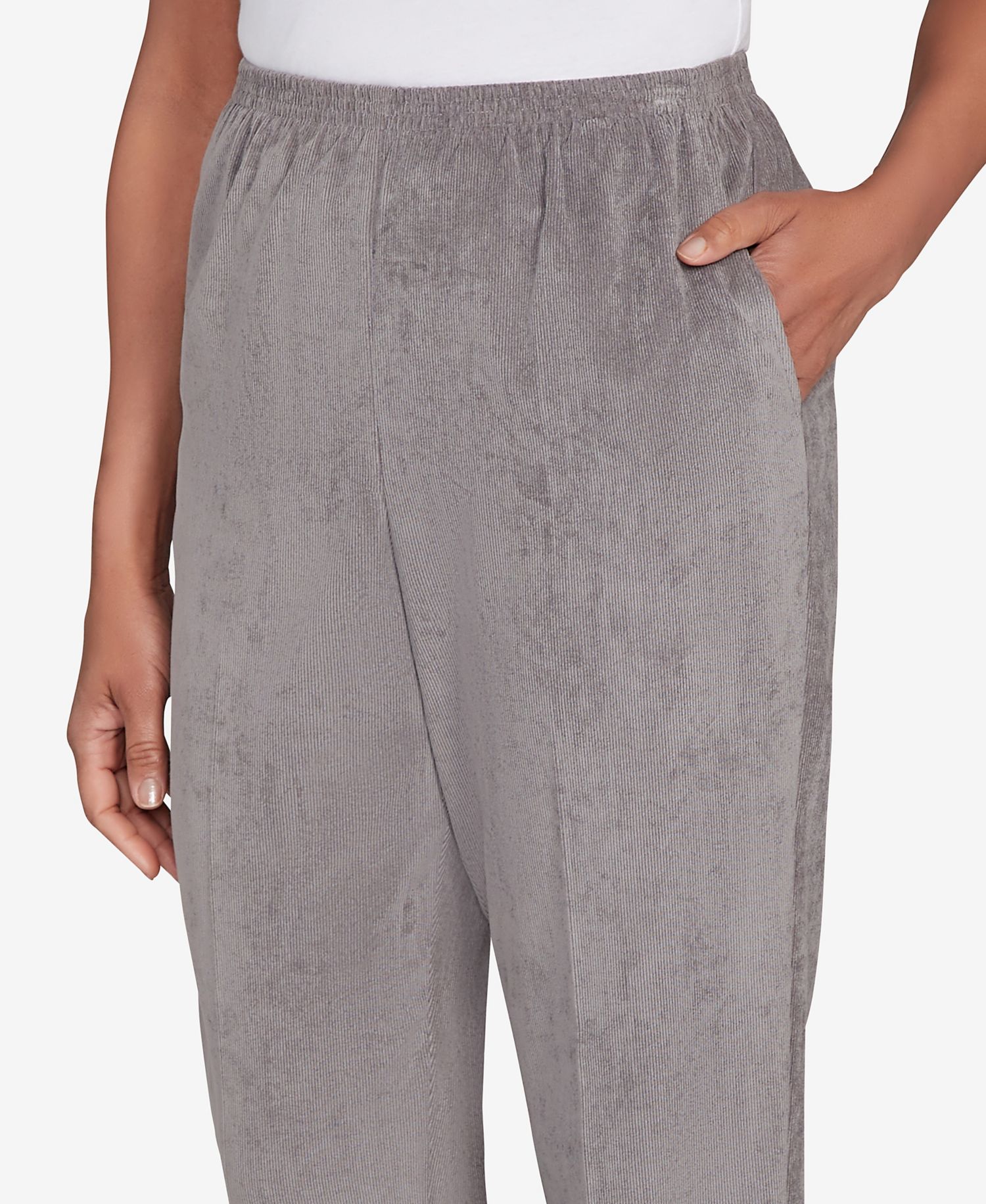 Women's Classic Corduroy Elastic Waist Medium Length Pants