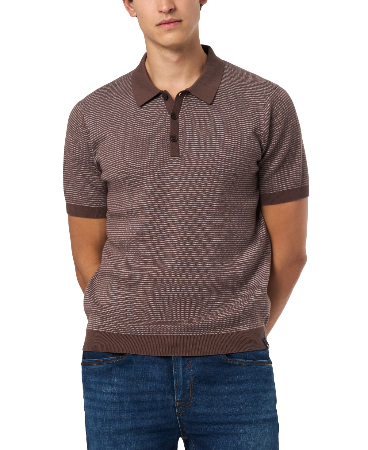 Buffalo David Bitton Men's Walbert Ribbed Polo Shirt In Brown